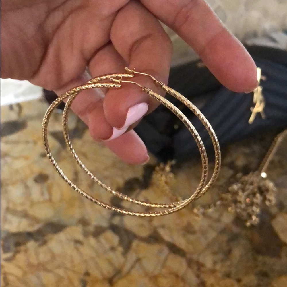 14k Italian Gold 2.5” earrings.